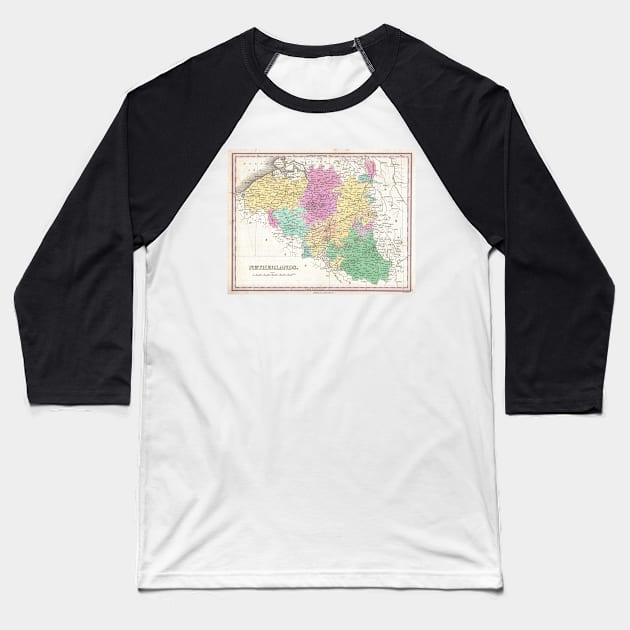 Vintage Map of Belgium (1827) Baseball T-Shirt by Bravuramedia